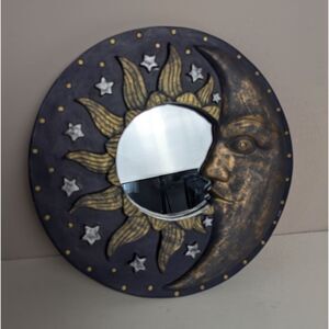 Vintage 90s Celestial Moon & Stars Resin Mirror – Whimsigoth Decor, 11"